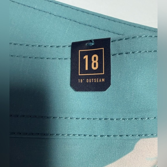 NWT Roark Hemp Blend 18” Men's Graphic Swim Board Shorts - Teal and Yellow 32 - Picture 13 of 15